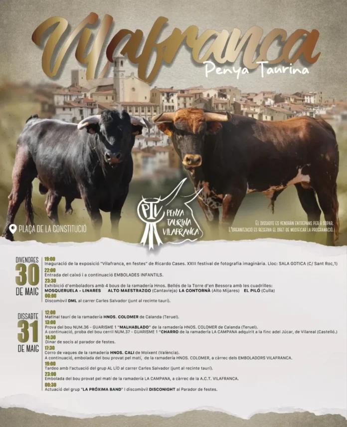 Cartell de la festa de la Penya Taurina de Vilafranca