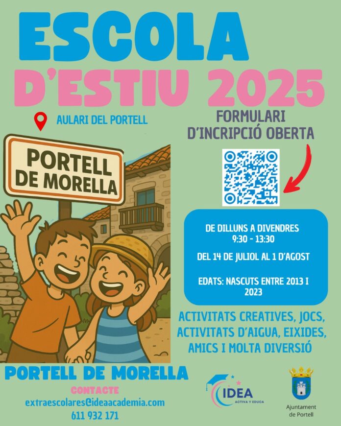 Cartell de l'escola d'estiu 2025 a Portell
