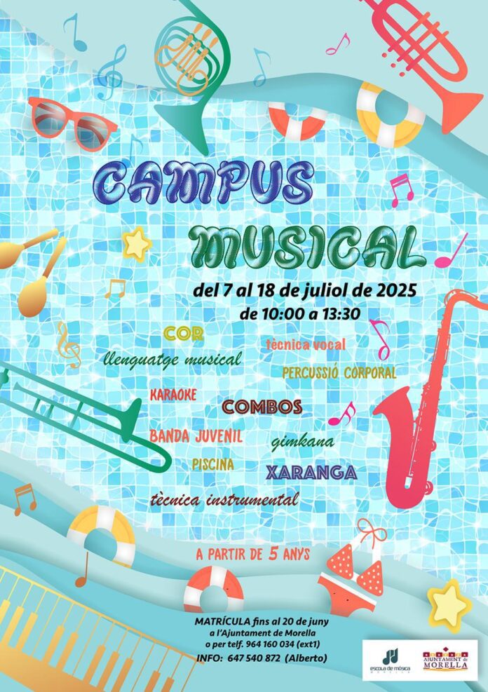 Cartell del campus musical d'estiu a Morella