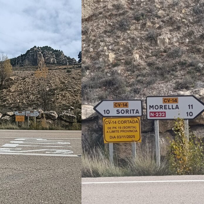 Tall de la carretera Morella-Sorita